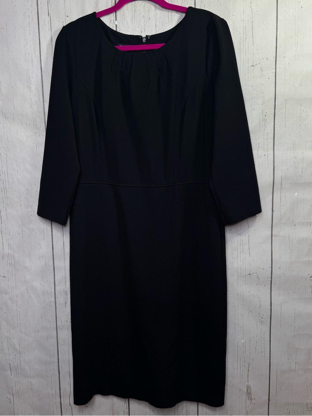 Talbots Black Size 14 Fit Flare Dress 3/4 Sleeve Career Minimalist Quiet Luxury
